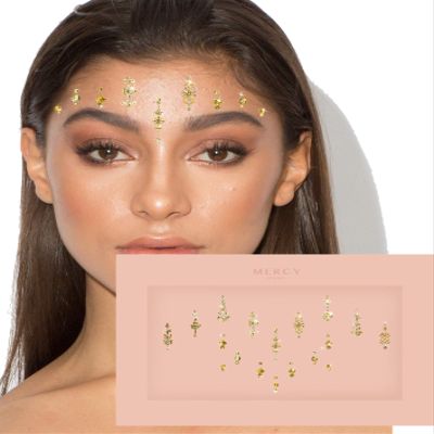 Priyanka Gold Bindis  MERCY LONDON Crystal Indian Bindi Face Jewels Gold Silver Multi Packet Bridal