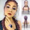 Purple Braided Wigs for Women Lace Front Braide Wig with Baby Hair Purple Long Synthetic Hair Twist Braids Drag Queen Wigs Female Glueless Heat Resistant Fiber Hair Cosplay Party Use 22inc view 2