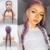 Purple Braided Wigs for Women Lace Front Braide Wig with Baby Hair Purple Long Synthetic Hair Twist Braids Drag Queen Wigs Female Glueless Heat Resistant Fiber Hair Cosplay Party Use 22inc view 3