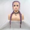 Purple Braided Wigs for Women Lace Front Braide Wig with Baby Hair Purple Long Synthetic Hair Twist Braids Drag Queen Wigs Female Glueless Heat Resistant Fiber Hair Cosplay Party Use 22inc view 4