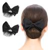 Beaupretty 2 Pieces Hair Snood Net Barrette Mesh Clip Elastic Butterfly Bun Bow Headdress for Lady Women Dance Office (Black) view 1