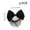 Beaupretty 2 Pieces Hair Snood Net Barrette Mesh Clip Elastic Butterfly Bun Bow Headdress for Lady Women Dance Office (Black) view 2