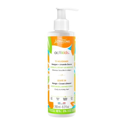Activilong Actikids Milkshake Leave-In  Moisturize and Define Kids Curls!  Enriched with Organic Sweet Almond Oil and Mango Butter  No More Knots, No More Tears!  250 ml.
