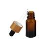 10Pcs 15ml/0.5oz Amber Glass Dropper Bottle with Black Rubber Head and Bamboo Lid Eye Dropper Bottle Portable Empty Makeup Storage Container Beauty Holders Dispenser for Essential oil view 3