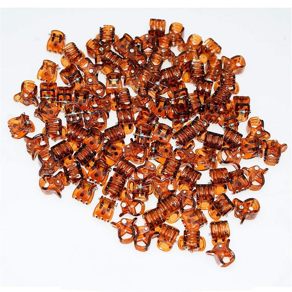 100pc/pack 1cm Hair Claws Clip for Women Girls Plastic Mini Hairpin Hair Clip Clamp Hair Accessories Gifts (100pcs brown)