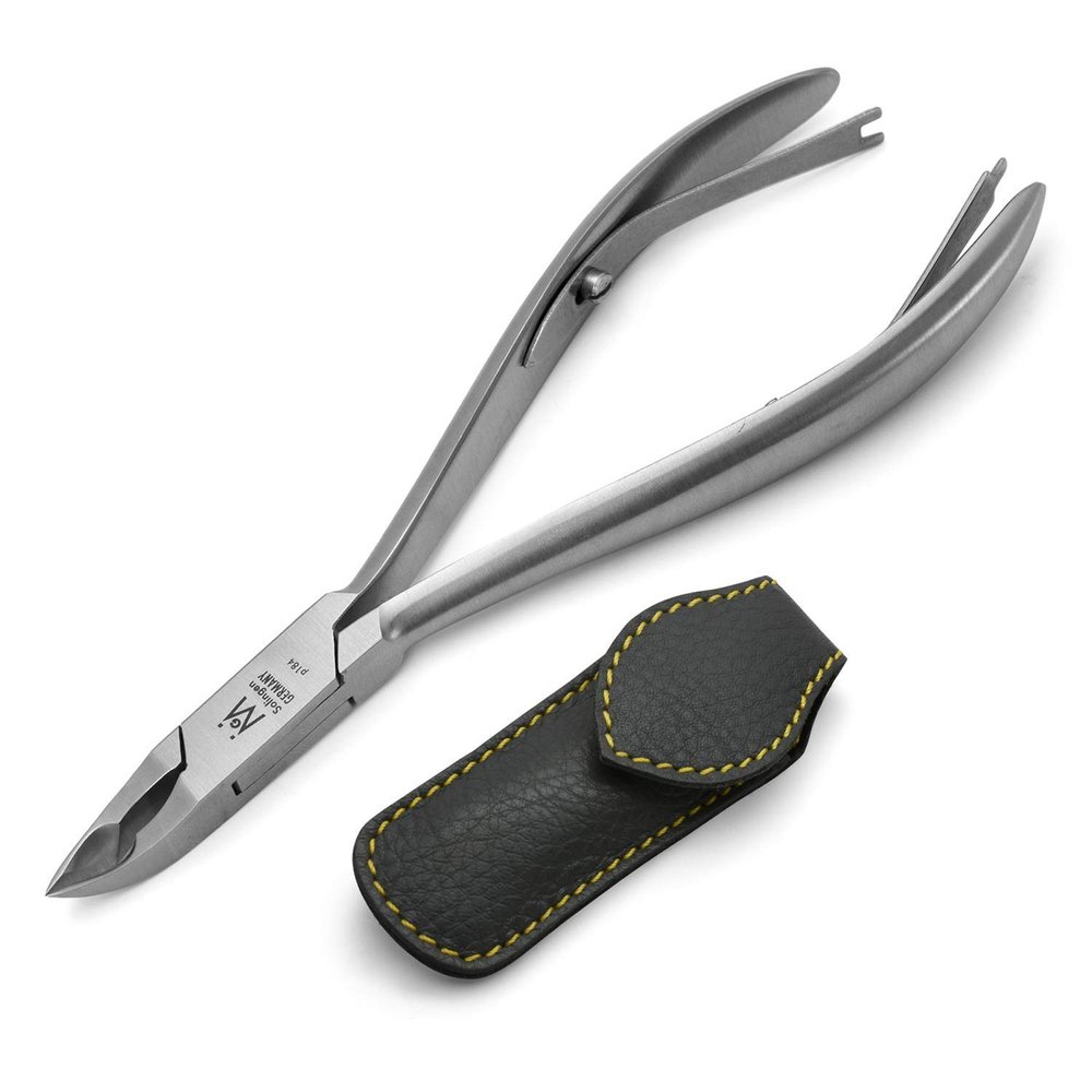 Ingrown Toenail Nippers in Leather Case Professional Pedicure Tools Podiatry Corner Cutters, Ethically Made in Solingen Germany with FINOX Surgical Stainless Steel, by GERMANIKURE p184