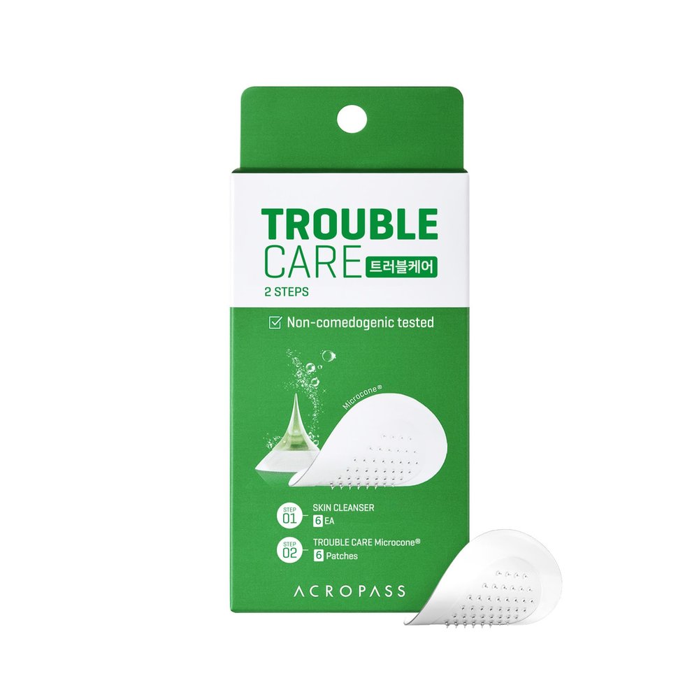 Acropass Trouble Care Microcone Acne Patch for Early Stage Pimple and Zits - Hydrocolloid, Niacimide Pimple Spot Treatment (Regular Size - 6count)
