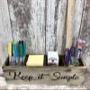 Office Supplies Desk Organizer *Hello Gorgeous, Beautiful, or Keep it Simple Cosmetic Makeup Accessory *Wood Box Tray Caddy with Dividers *Bathroom Counter decor, vanity *Beauty *Customize Saying view 2