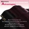 Moresoo Clip in Hair Extensions Ombre Black to Wine Red Double Weft Real Hair Clip in Extensions Balayage Black to Burgundy 7Pcs/120G 22inch view 2