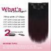 Moresoo Clip in Hair Extensions Ombre Black to Wine Red Double Weft Real Hair Clip in Extensions Balayage Black to Burgundy 7Pcs/120G 22inch view 3