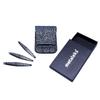3Pcs EyeBrow Tweezers set With Straight, Slanted, Pointed Tweezers in Black Color on Silver Heart painted in Silver black texture Pouch view 1