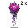 2 x Colourful Flower Tattoo - Dreamcatcher Feather - Body Temporary Tattoo - XQB030 (1) view 3