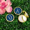 Andaz Press Gold Compact Mirror Bridesmaid's Wedding Gift, Navy Blue, Monogram Letter D, 1-Pack, Bachelorette Bridal Shower Wedding Party Gifts view 2