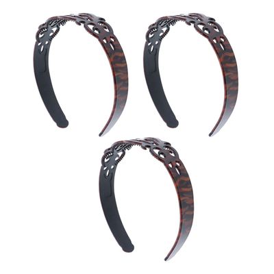 1.5 Inch Swirl Plastic Headband with Teeth - Set of 3-Orange