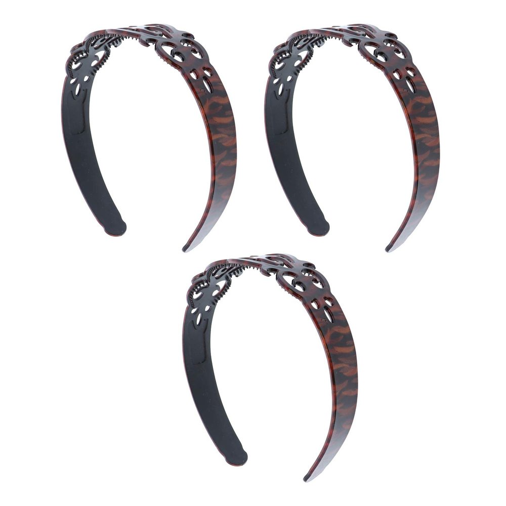 1.5 Inch Swirl Plastic Headband with Teeth - Set of 3-Orange