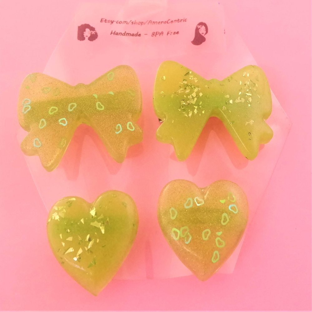 Big Bows & Hearts - Lime