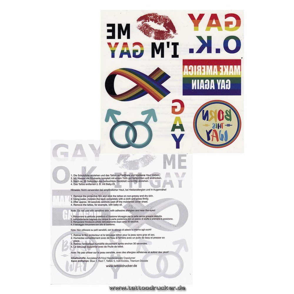 10 x Gay Tattoo Card - 7 temporary designs - CSD Gay Pride Festival (10)