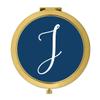 Andaz Press Gold Compact Mirror Bridesmaid's Wedding Gift, Navy Blue, Monogram Letter J, 1-Pack, Bachelorette Bridal Shower Wedding Party Gifts view 1