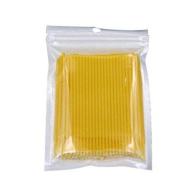 SoundsBeauty Disposable Cleaning Swab Eyelash Extension Lint Free Tool Makeup Brushes, Pack of 100 Yellow + L