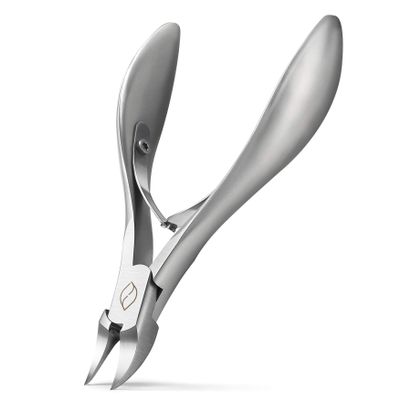 FERYES Toenail Clippers for Thick, Ingrown Toenails - Large Handle Toenail Cutters, Ingrown Tools 4R14 Stainless Steel Nail Clippers - Silver