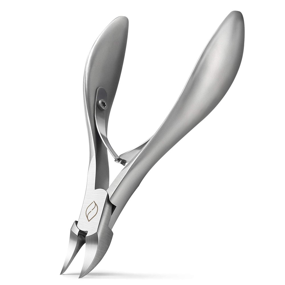 FERYES Toenail Clippers for Thick, Ingrown Toenails - Large Handle Toenail Cutters, Ingrown Tools 4R14 Stainless Steel Nail Clippers - Silver