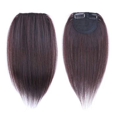 2pcs Human Hair Instantly Clip in Forehead Topper Hairpiece for Adding Hair Volume, Light Brown