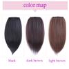 2pcs Human Hair Instantly Clip in Forehead Topper Hairpiece for Adding Hair Volume, Light Brown view 2