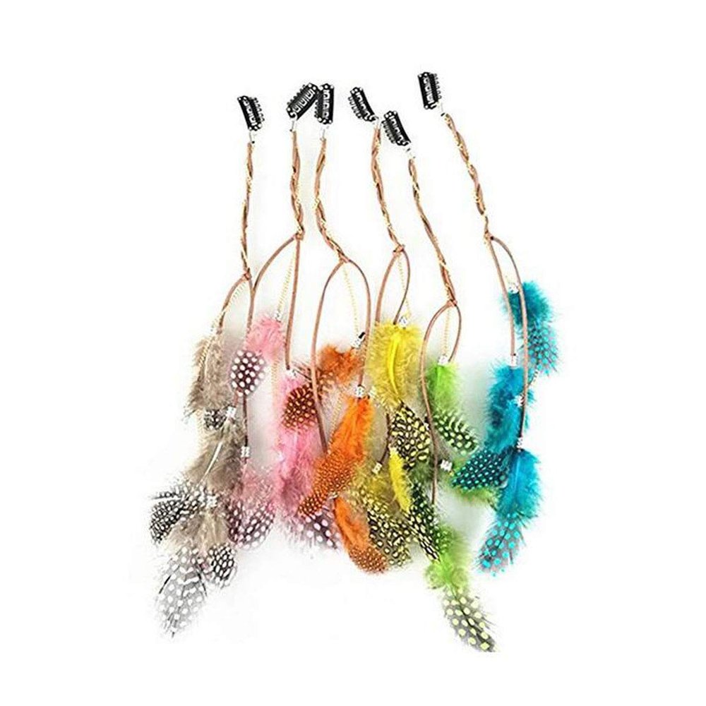 Set of 6 Feather Hair Clips Colourful Boho Hippie Hair Extensions Headdress with Feather Clip Comb Hairpin Headband DIY Accessories for Lady Women (B#)