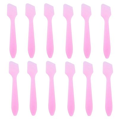 100PCS 8CM Disposable Plastic Cosmetic Face Pack Spoon Spatula Facial Cream Mini Scoop Mud Face Pack Stirrer Muddler Applicator DIY Beauty Tool (Pink)