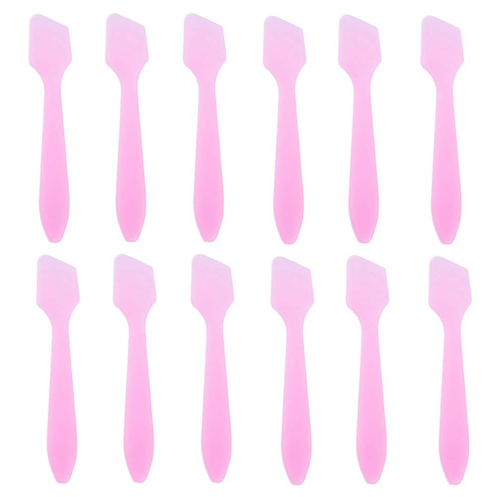 100PCS 8CM Disposable Plastic Cosmetic Face Pack Spoon Spatula Facial Cream Mini Scoop Mud Face Pack Stirrer Muddler Applicator DIY Beauty Tool (Pink)