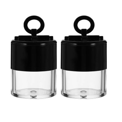 2Pcs 10 Gram Plastic Powder Case Face Powder Jar Container with Sifter Black Lid and Powder Puff for Blusher Makeup Loose Powder