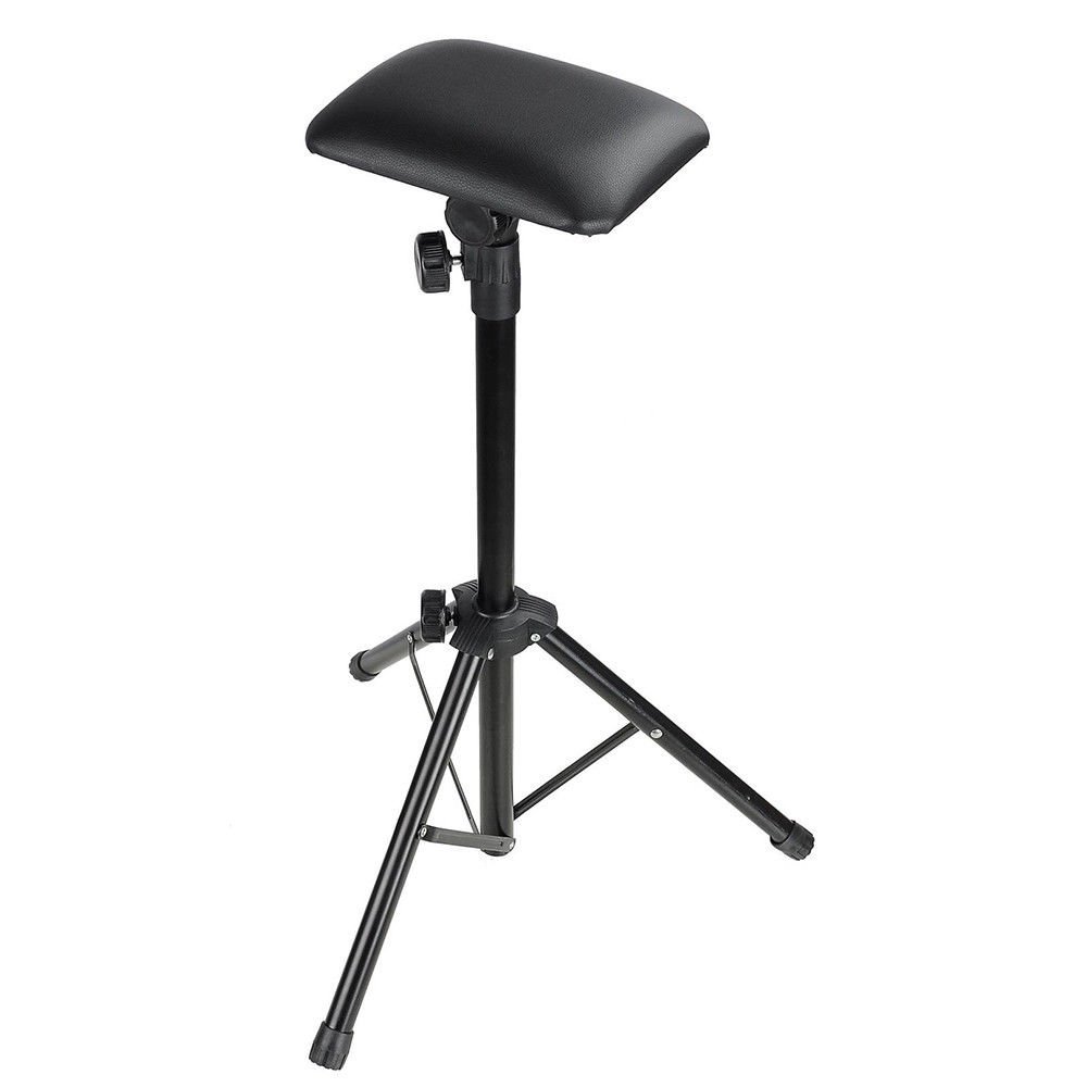 VPABES Tattoo Tripod Stand Arm Rest, Adjustable Tattoo Armrest Foldable Sponge Pad Arm Bar Leg Rest Stand PVC Leather Stands Studio Chair Stand - Black