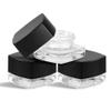 (200 Pack) 5ml Thick Glass Square Jars with Black Child Resistant Lids - Storage for Oil, Lip Balm, Wax, Cosmetics - Mini Child Proof Container view 1
