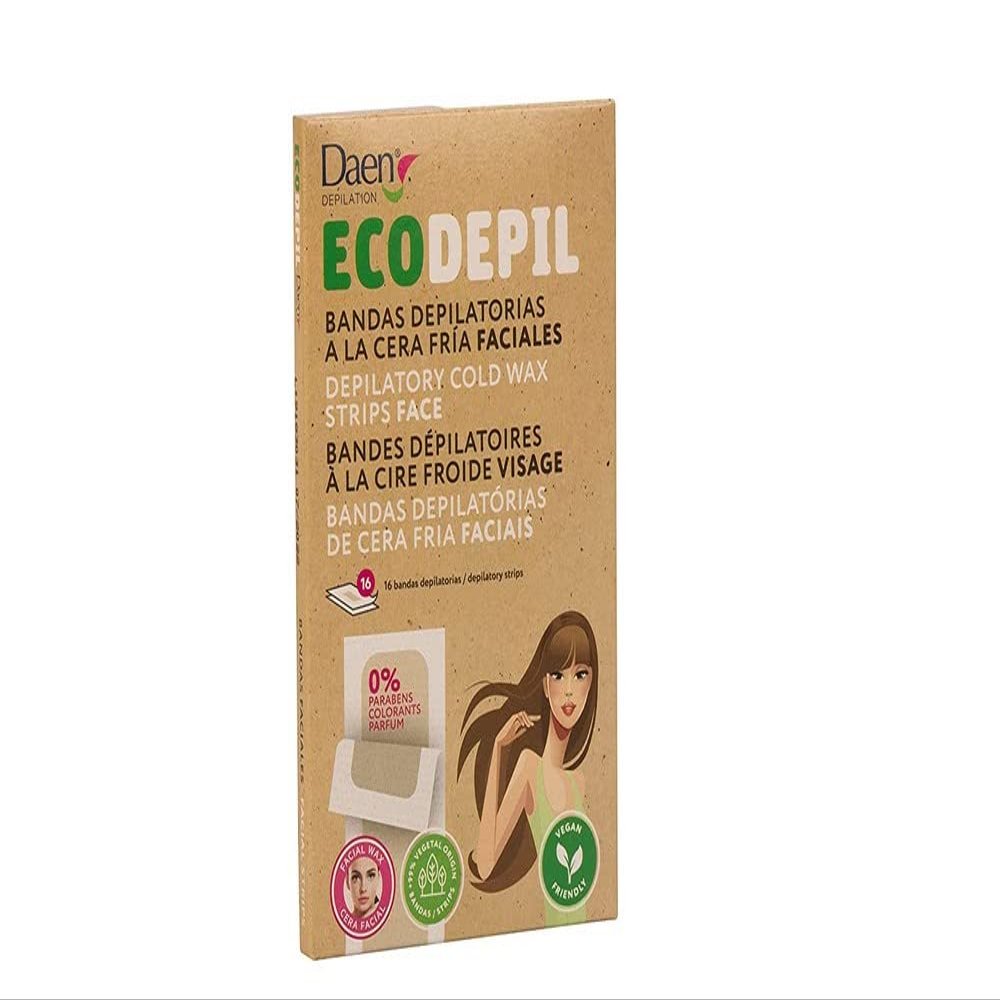 DAEN Bandas depilatorias faciales cera fra ecolgicas 16 uds