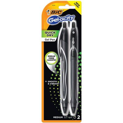 Bic Gel-ocity Black Retractable Gel Pen 2 pk