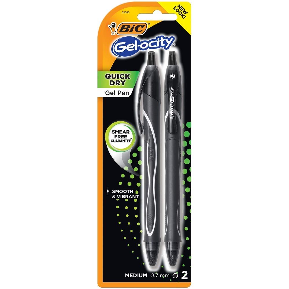 Bic Gel-ocity Black Retractable Gel Pen 2 pk
