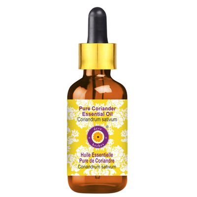 dve herbes Coriander Essential Oil (Coriandrum sativum) with Glass Dropper | Pure | Non-Sticky | Non-Greasy | Lightweight | Men & Women | All Skin Types | Steam Distilled 5ml (0.16 oz)