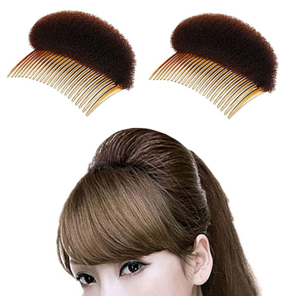 2Pcs Bump It Up Volume Hair Base Inserts with Comb Clip for Beehive Hairstyle and Bun Maker, DIY Hair Accessories
