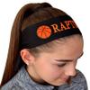 Basketball Tie Back Moisture Wicking Headband Personalized with the Embroidered Name of Your Choice (Green Tie Back Headband) view 2