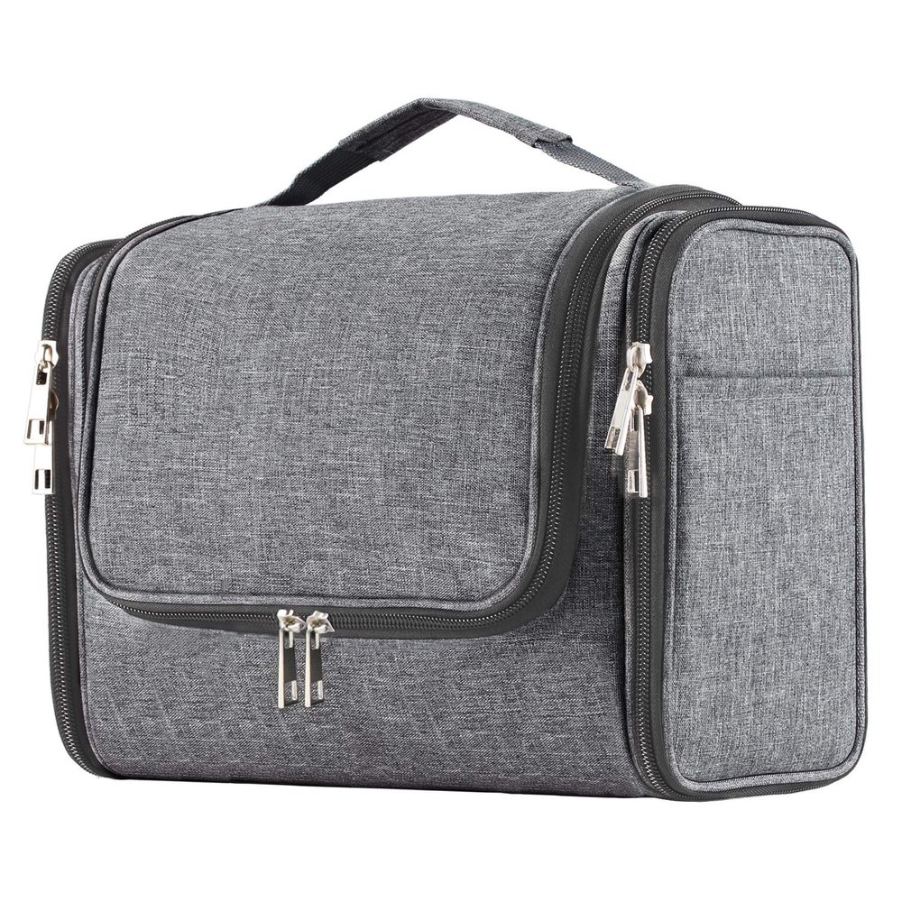 Buruis Large Toiletry Bag for Women and Men, Hanging Travel Bag for Makeup, Cosmetics, Shaving, Toiletries, Water-Resistant Dopp Kit for Gym, Camping, or Daily Use, Oxford Gray
