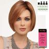 Tasha Wig Color DARK BROWN - Envy Wigs 8" Chin Length Short Page Bob Sweeping Bang Synthetic lace Front Natural Hairline Volume Peluca Hand Tied Avg Cap Bundle Travel Kit, MaxWigs Hairloss Booklet view 1