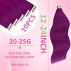 YoungSee Invisible Tape in Hair Extensions Purple Hair Extensions Tape in Colored 25g 10pcs Tape Extension Real Human Hair Purple 20Inch for Girls Party Remy-Hair view 4