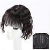 10" Natural Curly Human Hair Toppers with Bangs 6.3"x 6.3" Forehead Topper for Women with Thinning Hair, Off Black view 2