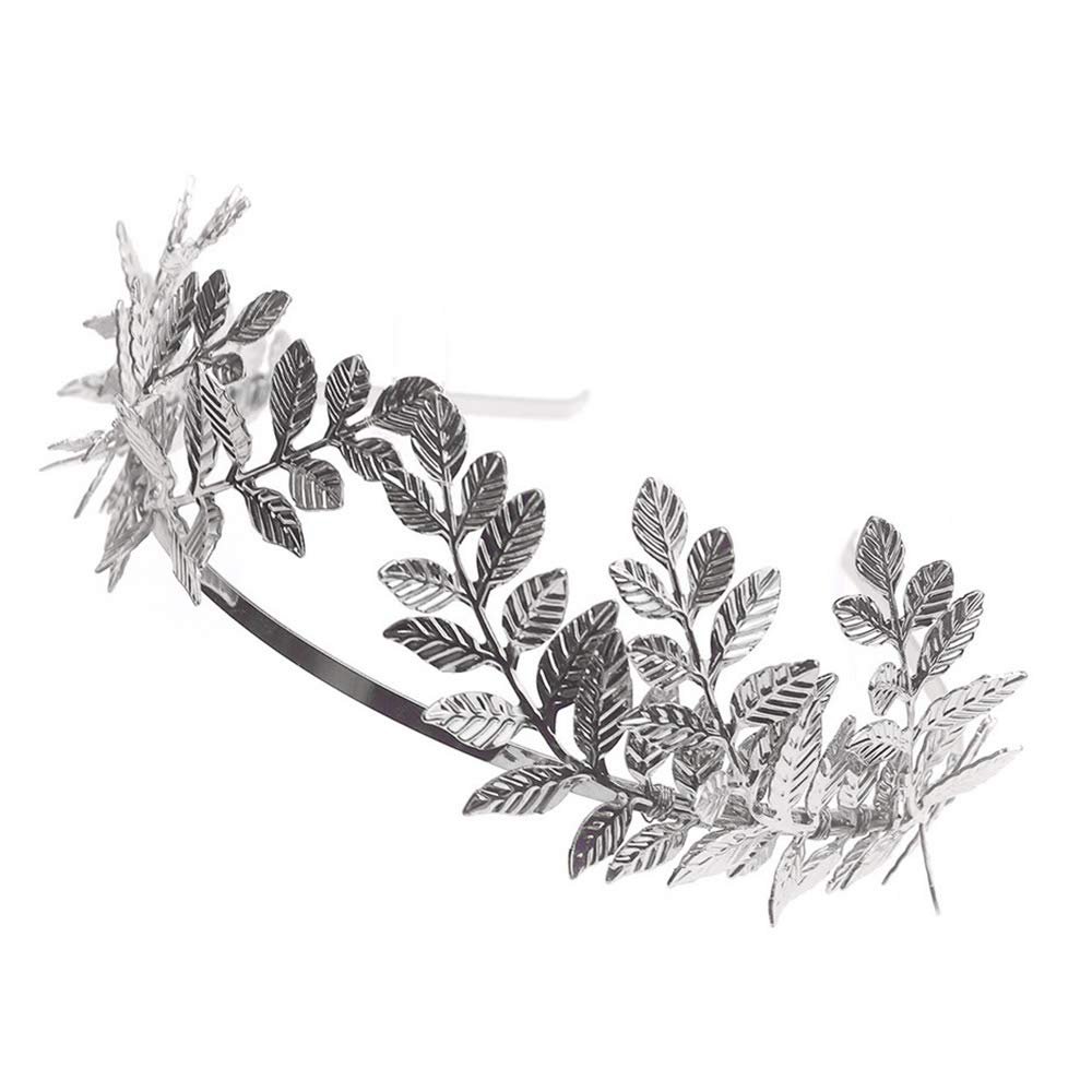 Chmier Bridal Headband Leaf Vine Headband Silver Leaf Crown Leaf Tiara Wedding Headpiece Bridesmaid Prom Festival Hair Accessories for Women and Girls(Silver)