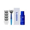 Harry's Original Shaving Kit for Men - Razor Handle, 5 Razor Blade Refills, Foaming Shave Gel, and Travel Blade Cover - Ocean Blue view 1