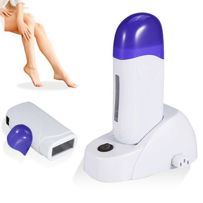 Electric Wax Heater, Roll On Wax Machine Waxing Hot Cartridge Roller with Charging Pedestal, Painless Body Depilatory Wax Warmer Machine for Hair Removal (Single)