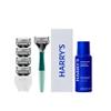 Harry's Original Shaving Kit for Men - Razor Handle, 5 Razor Blade Refills, Foaming Shave Gel, and Travel Blade Cover - German Engineered - Sage view 1