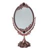 Mirrors Large Dressing Table with Stand, Two Sided Swivel Oval Desktop Makeup Vintage Style Adjustable Free Standing Tabletop (Color : Red Copper) view 1