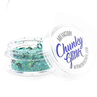 Art Factory Chunky Glitter - Blue Lagoon (10 ml), Cosmetic Grade Polyester Glitter For Face, Body, Hair