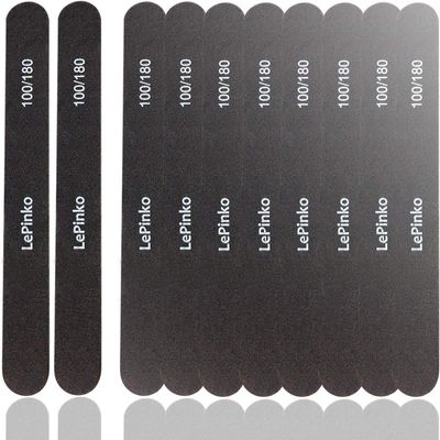10PCS Double Sided 100/180 Grit Nail File Set, Washable Emery Board Nail Buffer Files for Home Salon Use, Professional Manicure Pedicure Tool for Acrylic False Nails and Gel Cosmetic